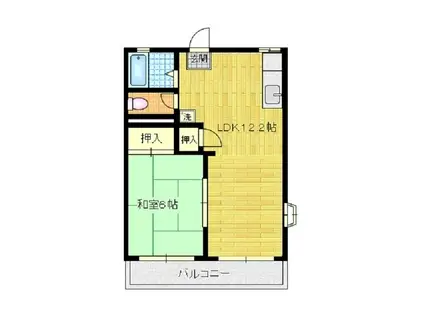 サンハイツ(1LDK/2階)の間取り写真