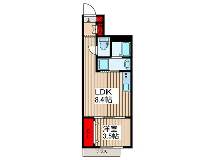 グランローズ(1LDK/1階)の間取り写真
