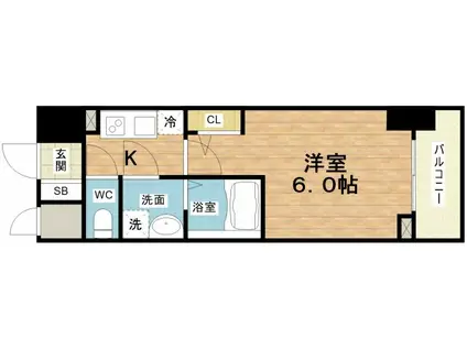 エスリードレジデンス大阪本町(1K/6階)の間取り写真