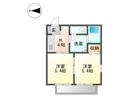 リバティハイツ(2K/2階)の間取り写真