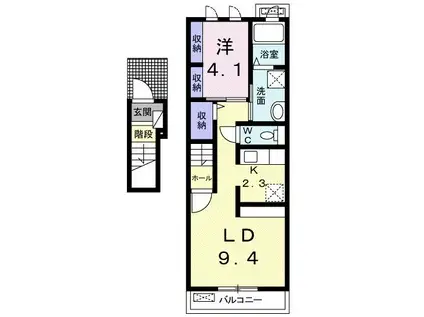 GRANADA(1LDK/2階)の間取り写真