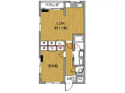 コーポ望月・第2棟(1LDK/2階)の間取り写真