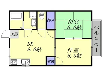 スターリーヒルズ(2DK/1階)の間取り写真