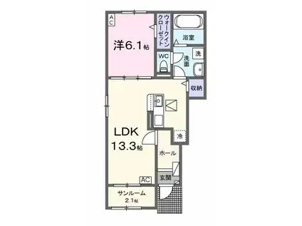 COCORUIII(1LDK/1階)の間取り写真