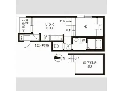 チェリーブロッサム新瑞橋(1LDK/1階)の間取り写真