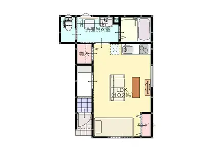 D-BOX水落II(ワンルーム/1階)の間取り写真