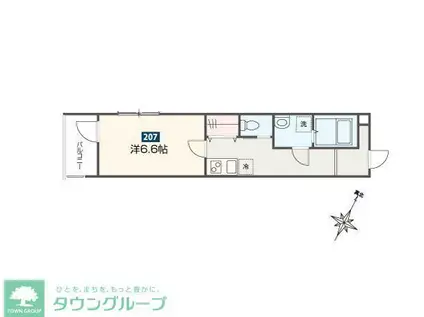 MELDIA福生III(1K/2階)の間取り写真