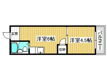 フロンティアハイツFUJIWARA(1DK/2階)の間取り写真