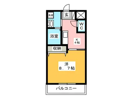 プランドール(1K/1階)の間取り写真