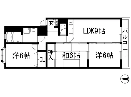 ルミエール山下(3LDK/1階)の間取り写真