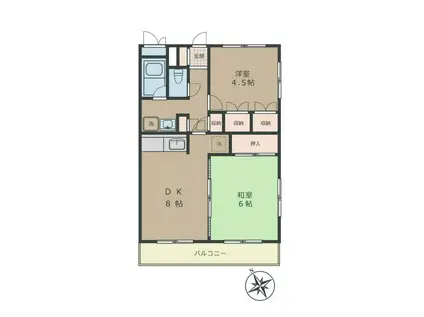 ドミシル池袋(2DK/1階)の間取り写真