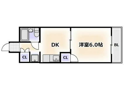 メゾントキワI(1DK/6階)の間取り写真