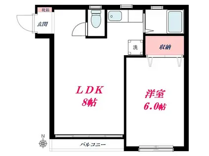 都立大学D1MB(1LDK/4階)の間取り写真