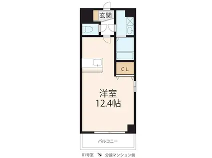 ベーネ南草津(1K/4階)の間取り写真