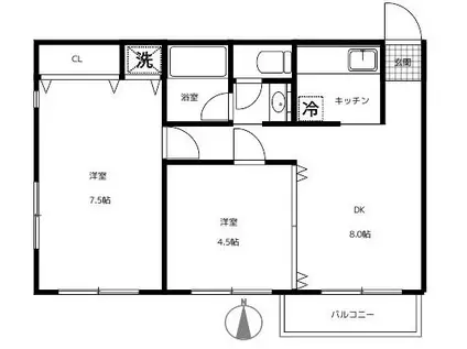 アナンハイツ(2DK/2階)の間取り写真