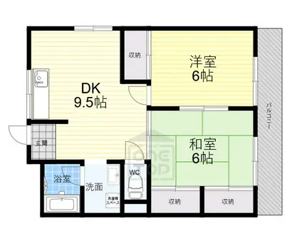 山野ハイツ(2DK/2階)の間取り写真