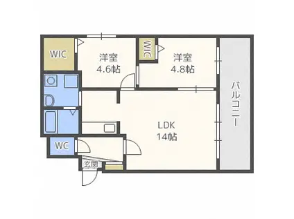 パーク琴似館(2LDK/1階)の間取り写真