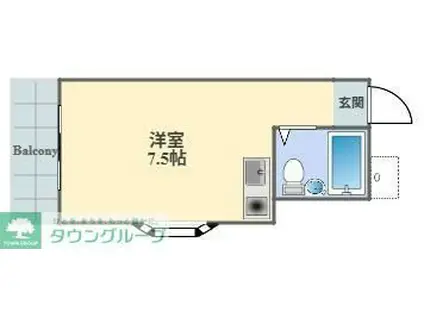 三光ハイツ(ワンルーム/2階)の間取り写真