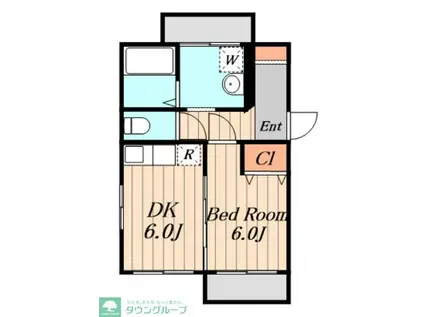 モトハシハイツ(1DK/4階)の間取り写真