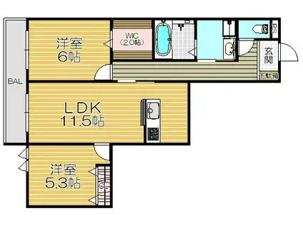メゾン・イセキス曽根(2LDK/3階)の間取り写真