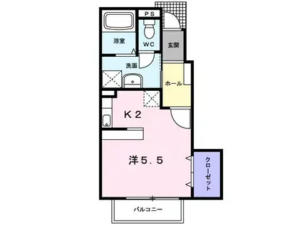 プチフルールN(ワンルーム/1階)の間取り写真