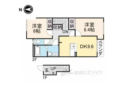 パティオ リッチモンドE棟(2DK/2階)の間取り写真