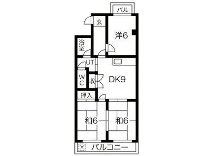 シャトレ元植田(3DK/2階)の間取り写真