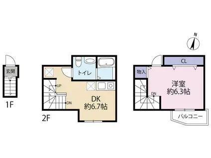 グリーンヴィレッジ双葉町(1DK/2階)の間取り写真