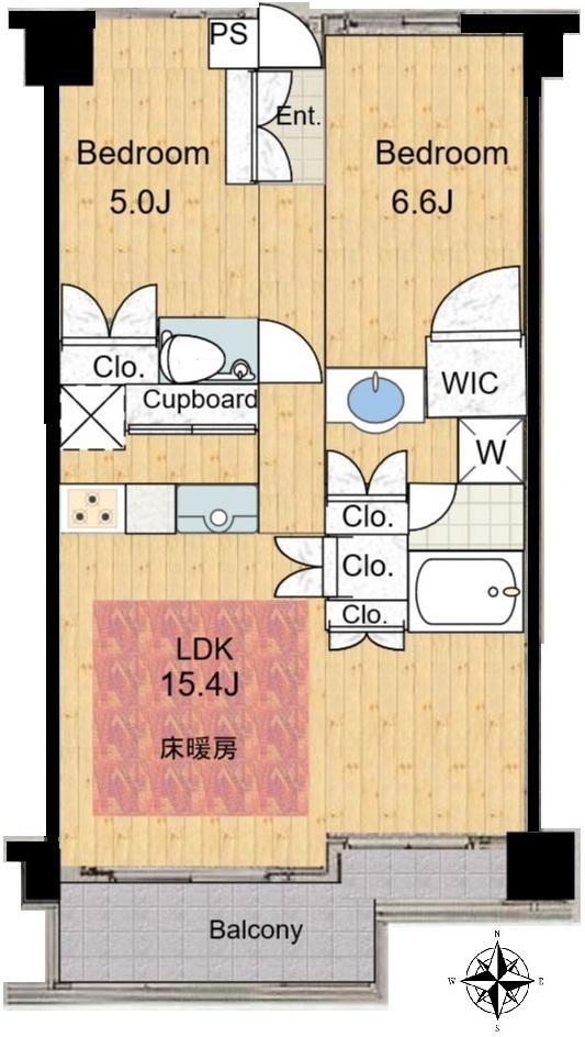 グローリオ目黒不動前(2LDK/2階)の間取り写真