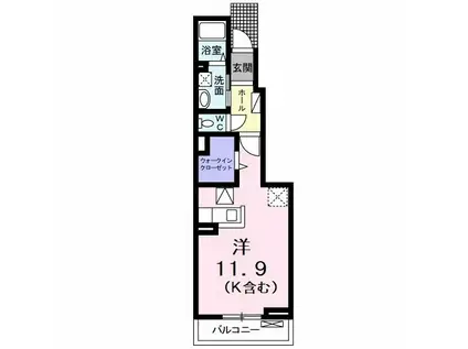 クレシェンドアルファ(1K/1階)の間取り写真