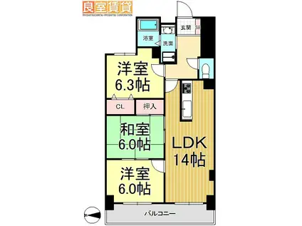 宝マンション大須(2SLDK/10階)の間取り写真