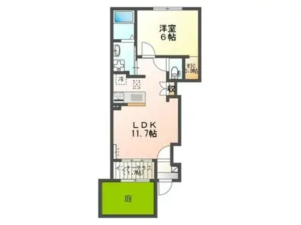 JR五日市線 武蔵増戸駅 徒歩17分 2階建 築6年(1LDK/1階)の間取り写真