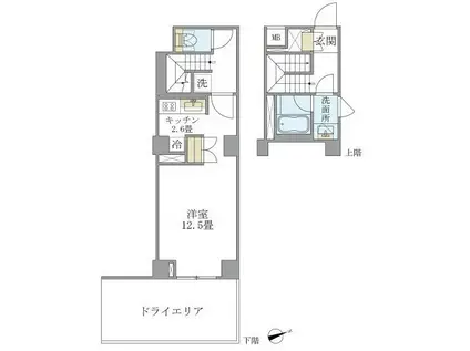 BRILLIA IST 北沢(ワンルーム/1階)の間取り写真