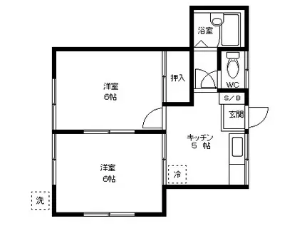 フローラK(2K/1階)の間取り写真