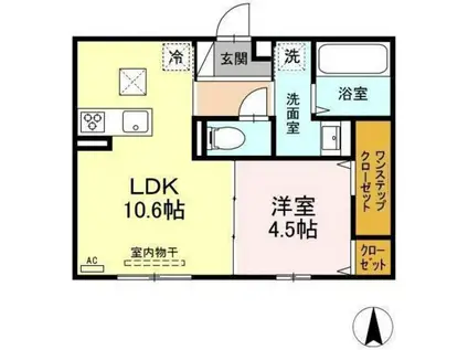 シャインテラス(1LDK/1階)の間取り写真