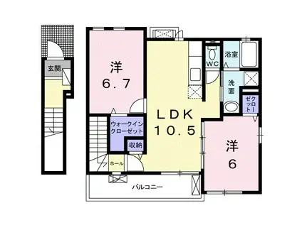 ドゥーハウスX(2LDK/2階)の間取り写真