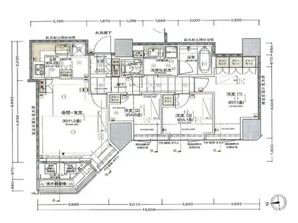 プラウドタワー白金台(3LDK/34階)の間取り写真