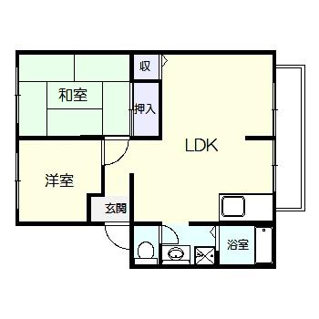 リヴェールFUJI(2LDK/1階)の間取り写真