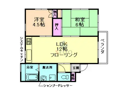 ウィスタリア曽根(2LDK/1階)の間取り写真