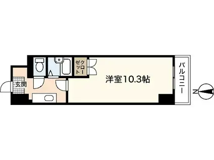 YELLSTAGE楠木II(1K/6階)の間取り写真