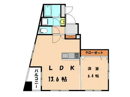 フィレール香椎(1LDK/5階)の間取り写真
