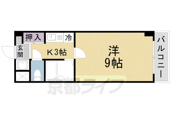 ソルフィー山科(1K/3階)の間取り写真