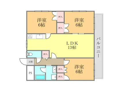 タマリスク内宮(3LDK/5階)の間取り写真