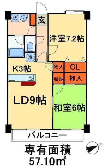 アウラ10(2LDK/8階)の間取り写真