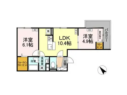 セレスティア堀切II(2LDK/3階)の間取り写真