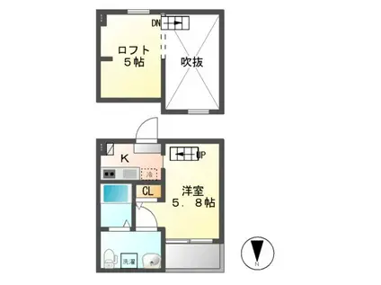 グランスタ(1K/2階)の間取り写真