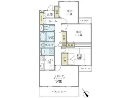ベル富士見ヶ丘(3LDK/3階)の間取り写真