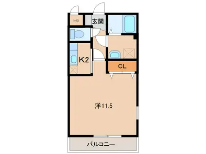 グラン・レーヴ(1K/2階)の間取り写真