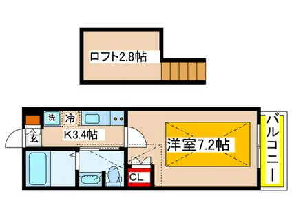 ヴィラ・ウエストヒルズ(1K/2階)の間取り写真