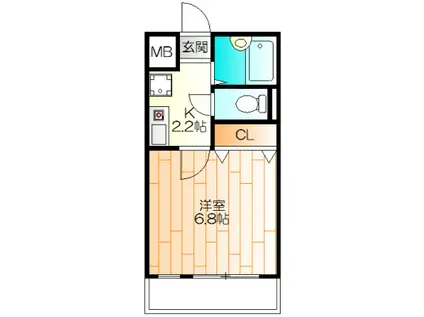 日吉Y2(1K/1階)の間取り写真